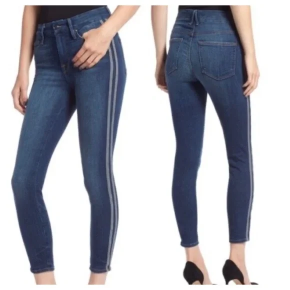 NEW Good American Good Legs in BLUE122, Athletic Stripe - Picture 1 of 11